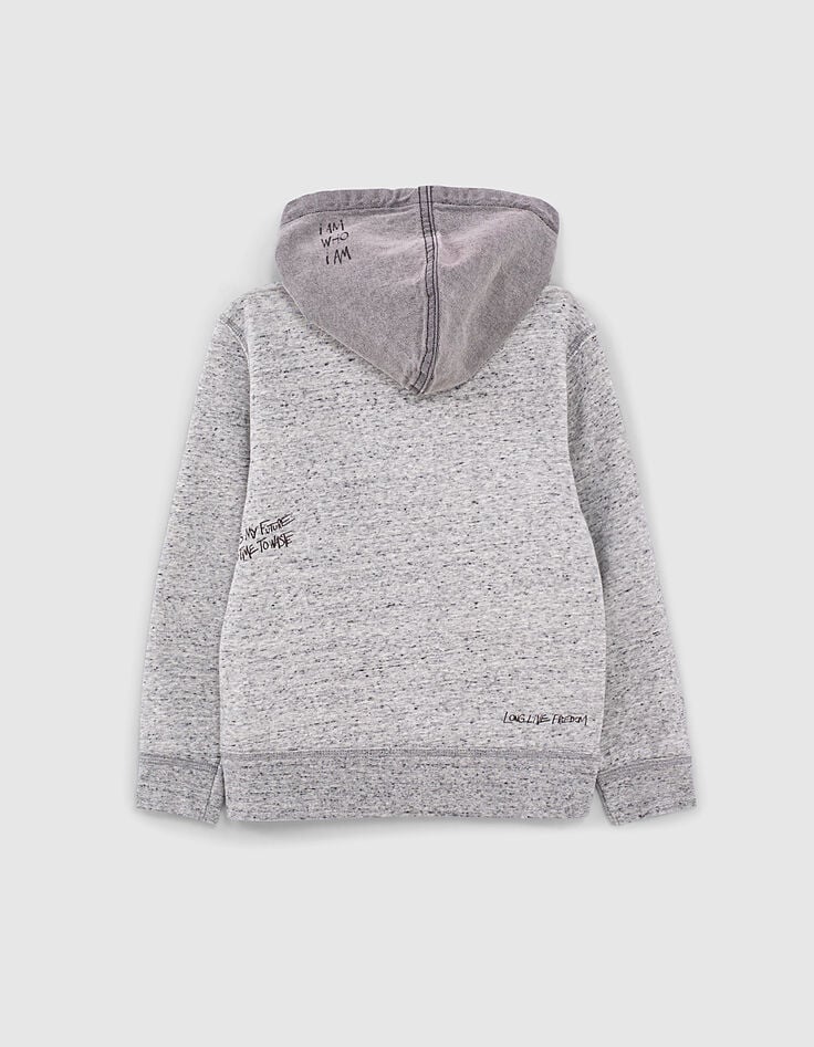 Grijs jeansvest met kap jongens -3