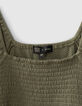 Girls’ khaki smocked waffle top-2