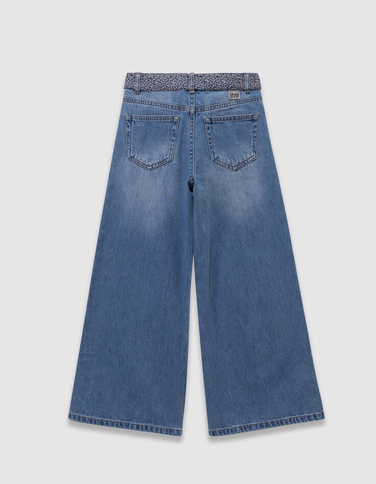 Vaqueros anchos azules cinturón pañuelo leopardo niña-2
