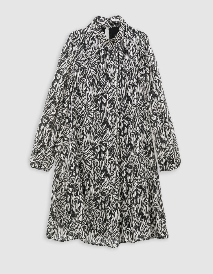 Women's ivory lurex zebra print dress-6
