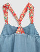 Girls’ light blue Tencel® embroidered dress+printed straps-6