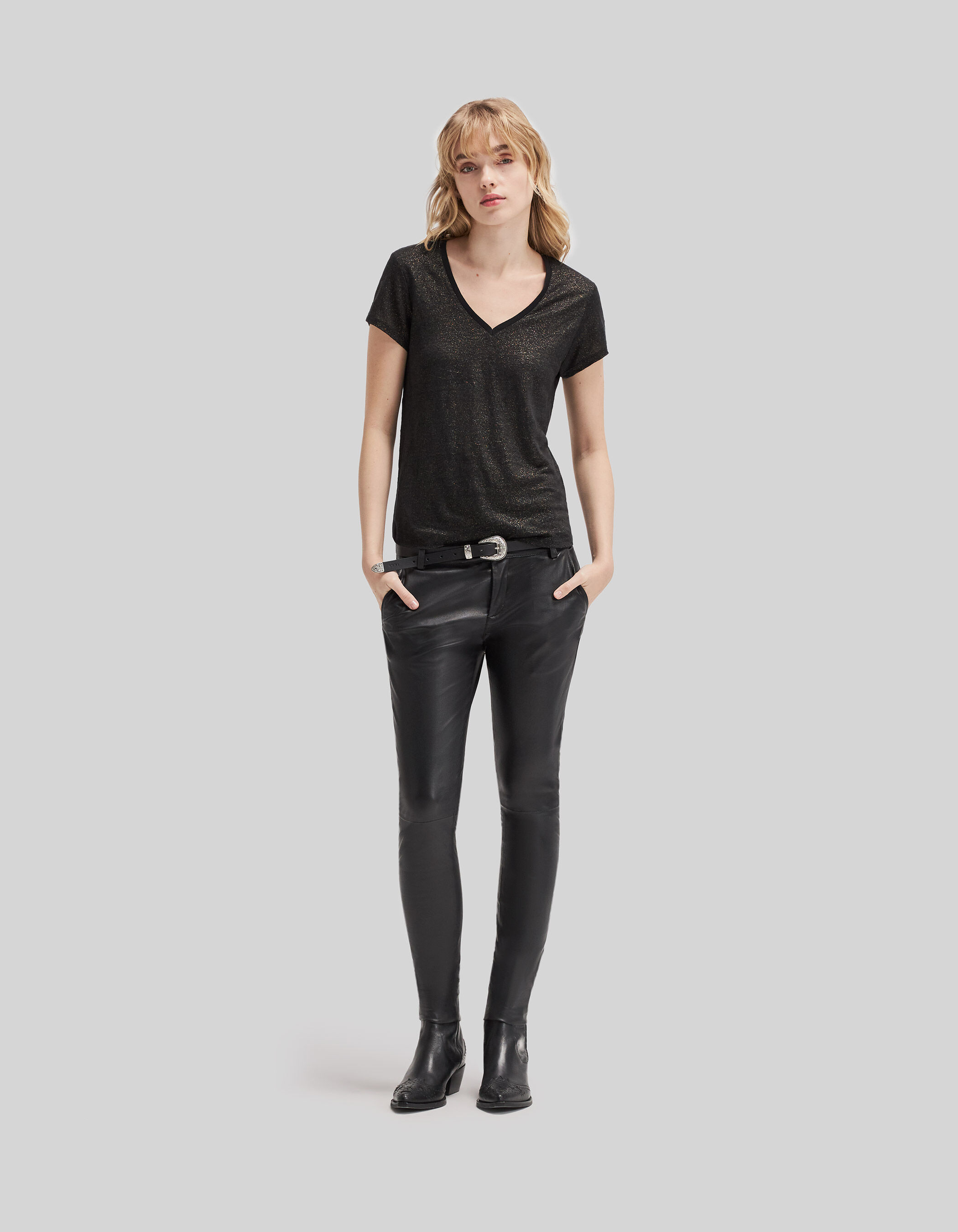 Tee shirt long col v femme outlet