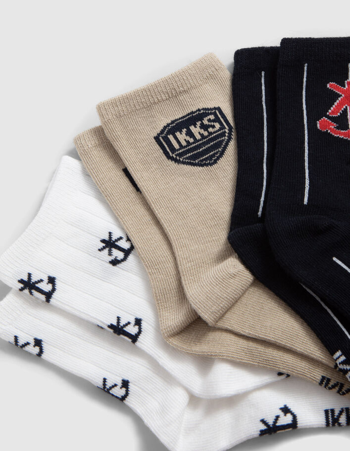 Boys’ navy, white and beige socks - IKKS