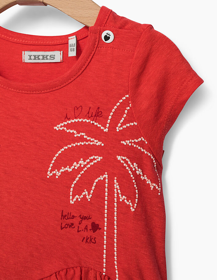 Baby girls' dark orange palm tree T-shirt - IKKS