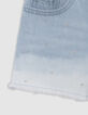 Waterless blue denim shorts with deep dye effect for girl-7