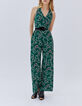Grüner Damen-Hosenoverall mit Maxi-Blumenprint-1