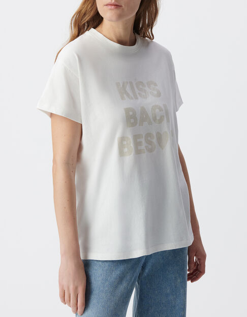 Camiseta blanca mensaje iridiscente - IKKS