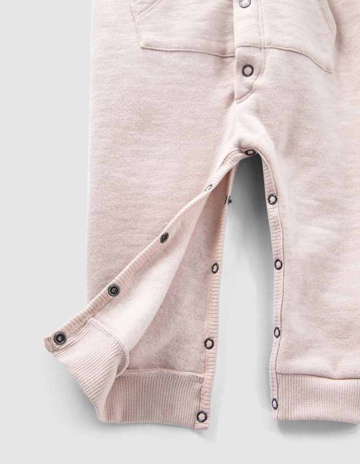 Baby’s light pink organic fabric hooded all-in-one - IKKS