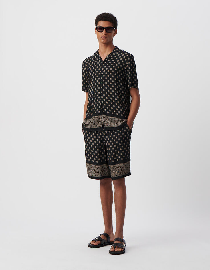 Zwart REGULAR overhemd print Balinese motieven Heren-2 Zwart REGULAR overhemd print Balinese motieven Heren-2