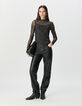 Kaki T-shirt mesh luipaardprint Dames-1