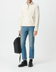 Sweat blanc sherpa col et poches zipp&eacute;es Homme-7