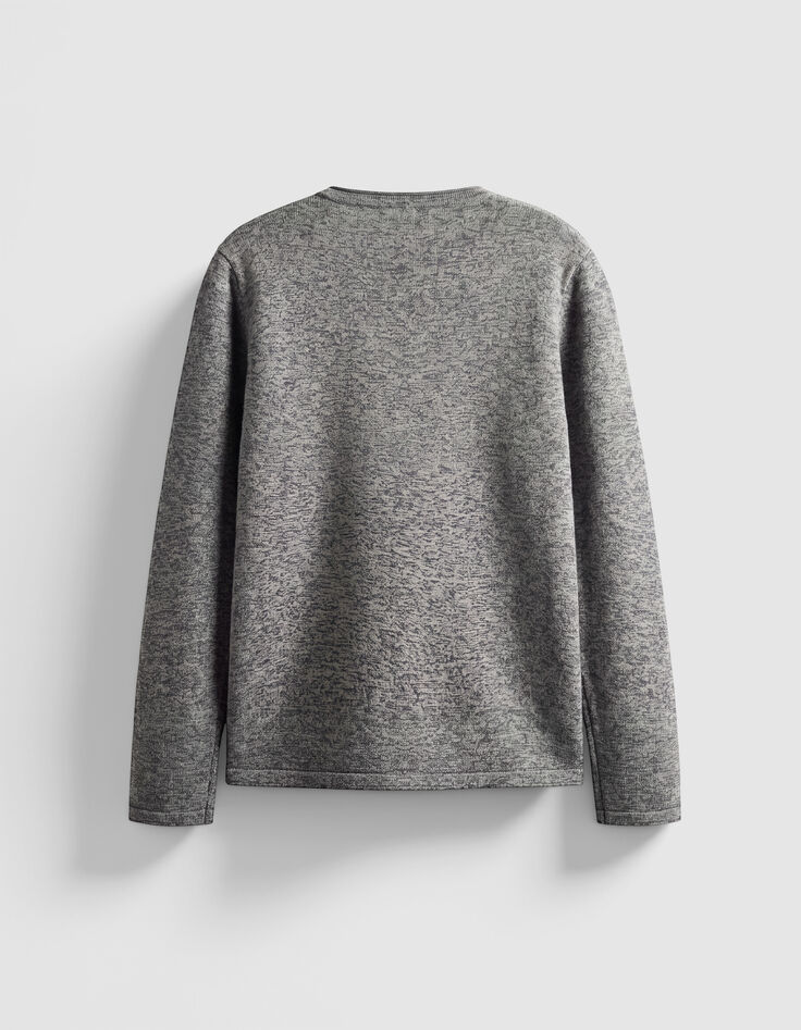 Jersey de punto gris de manga larga para hombre-7