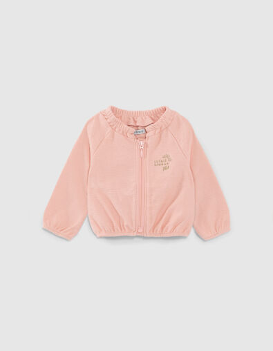 Cardigan rose molleton fa&ccedil;on gaze b&eacute;b&eacute; fille - IKKS