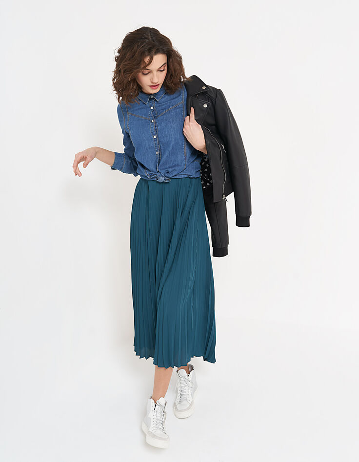 Langes plissiertes Wickelkleid in Sea Green I.Code-7