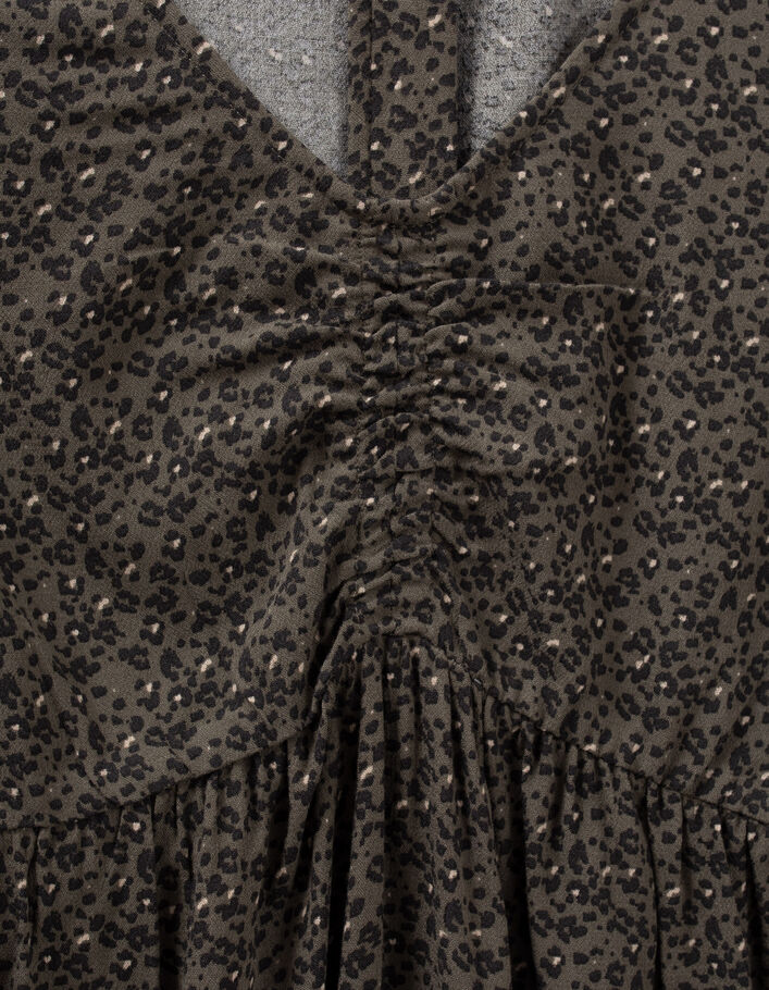 Khaki Mädchenkleid LENZING™ ECOVERO™ mit Leopardentupfen-5
