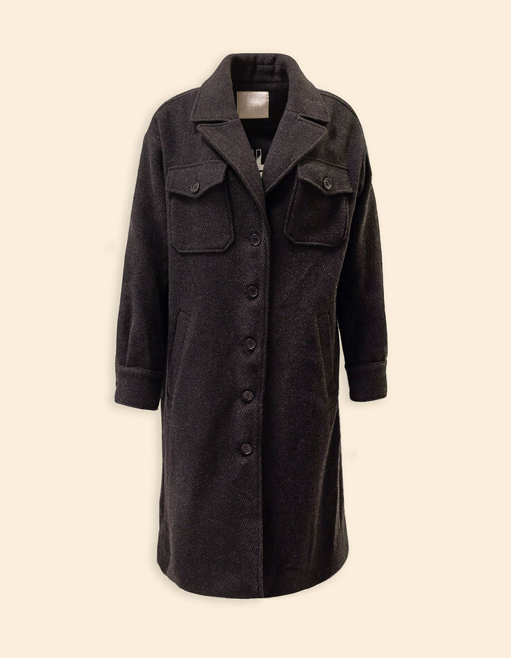 Manteau long gris esprit surchemise I.Code-7