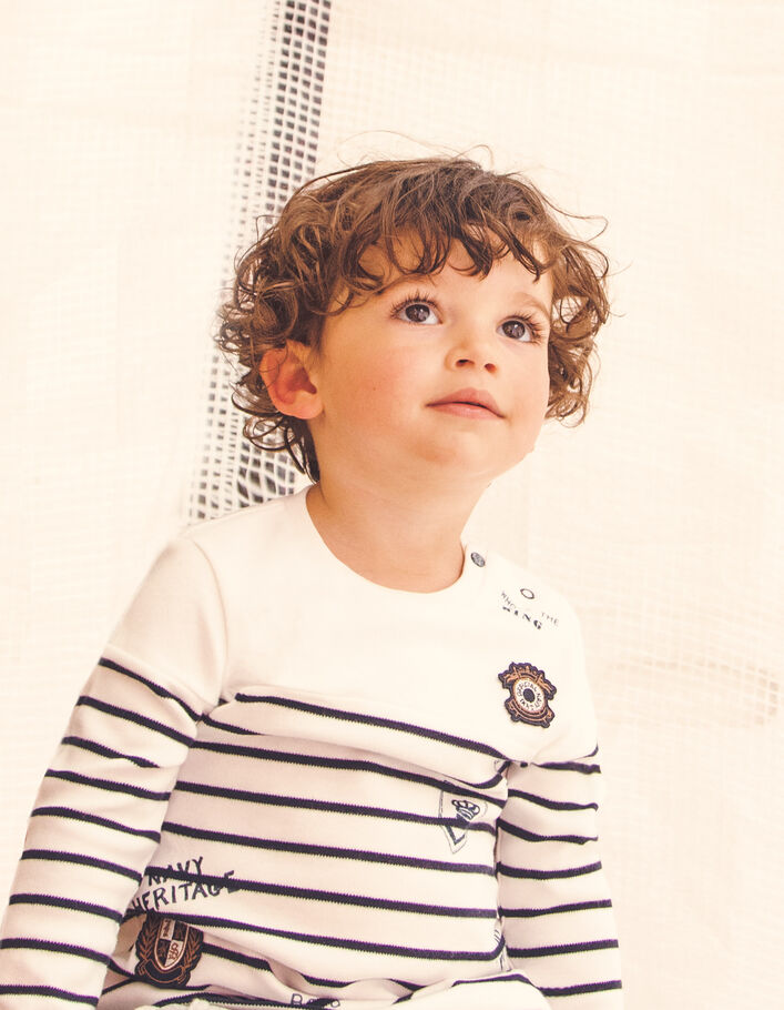 Baby boys’ ecru organic cotton sailor top with badges - IKKS
