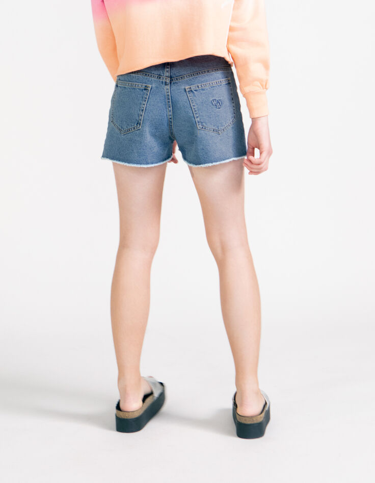 Shorts vaqueros azul waterless hilos bordados ni&ntilde;a-3