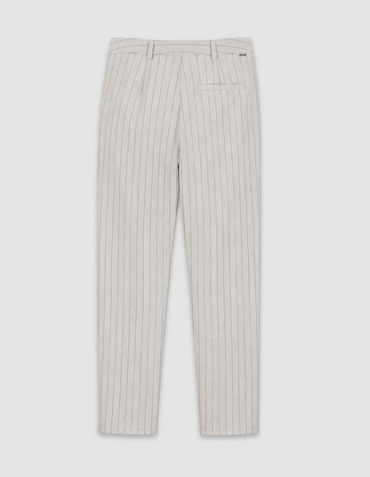 Pantalon de tailleur cigarette beige rayures tennis Femme-6