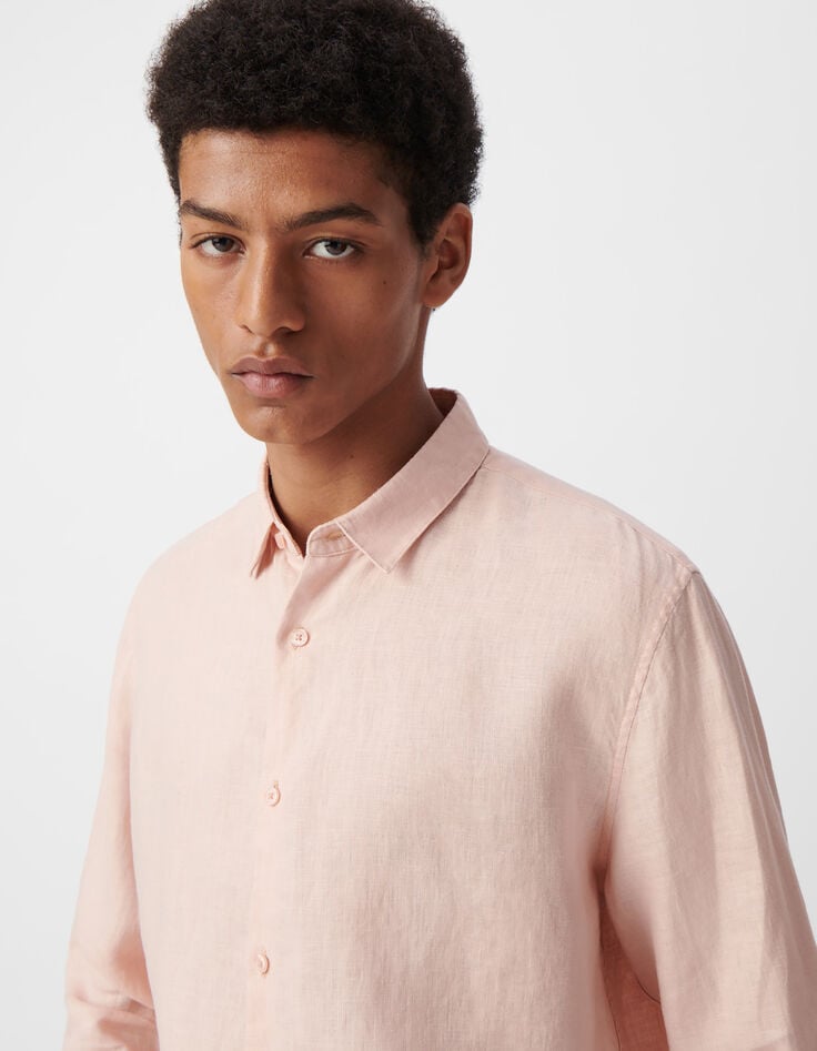 Roze SLIM overhemd in linnen Heren-4