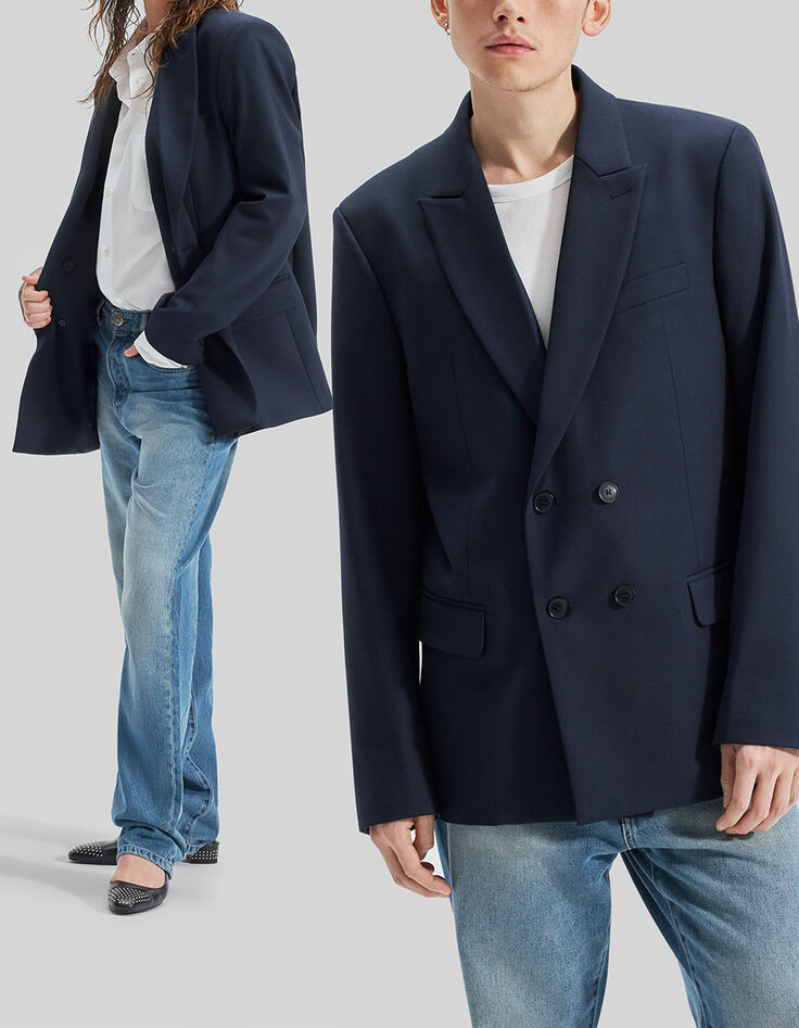 Gender Free-Blazer croisé marine Mixte-2 Gender Free-Blazer croisé marine Mixte-2