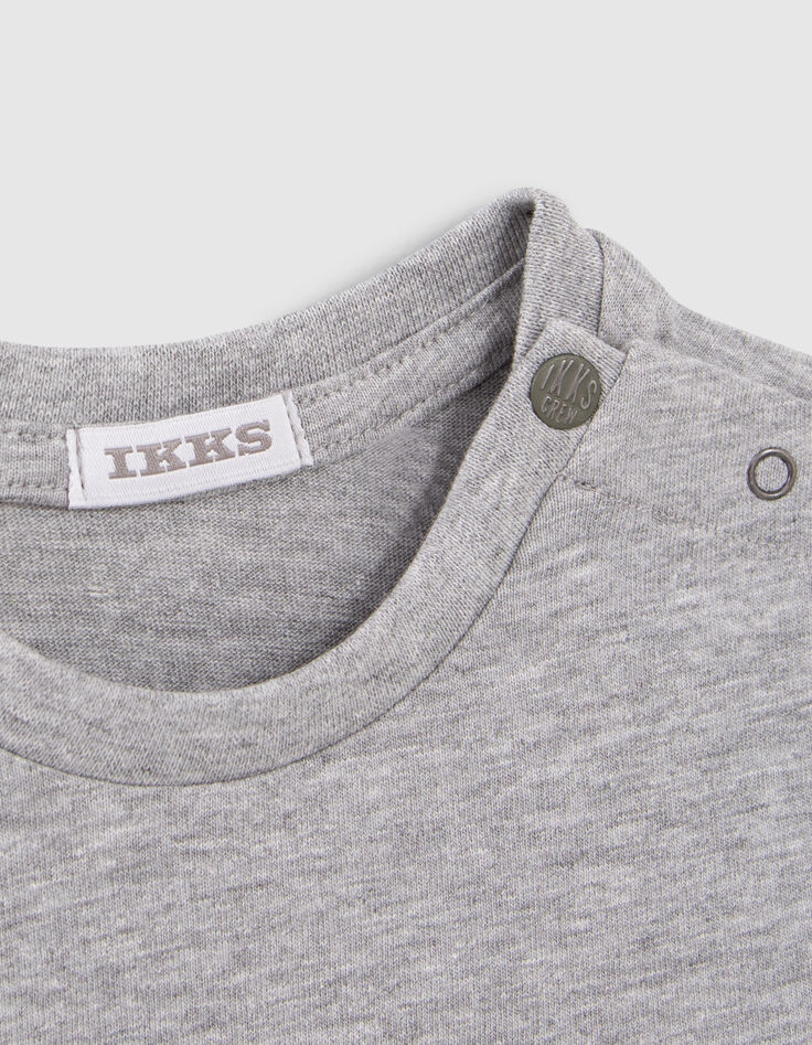 Baby boys’ grey T-shirt with lenticular skateboard image-2