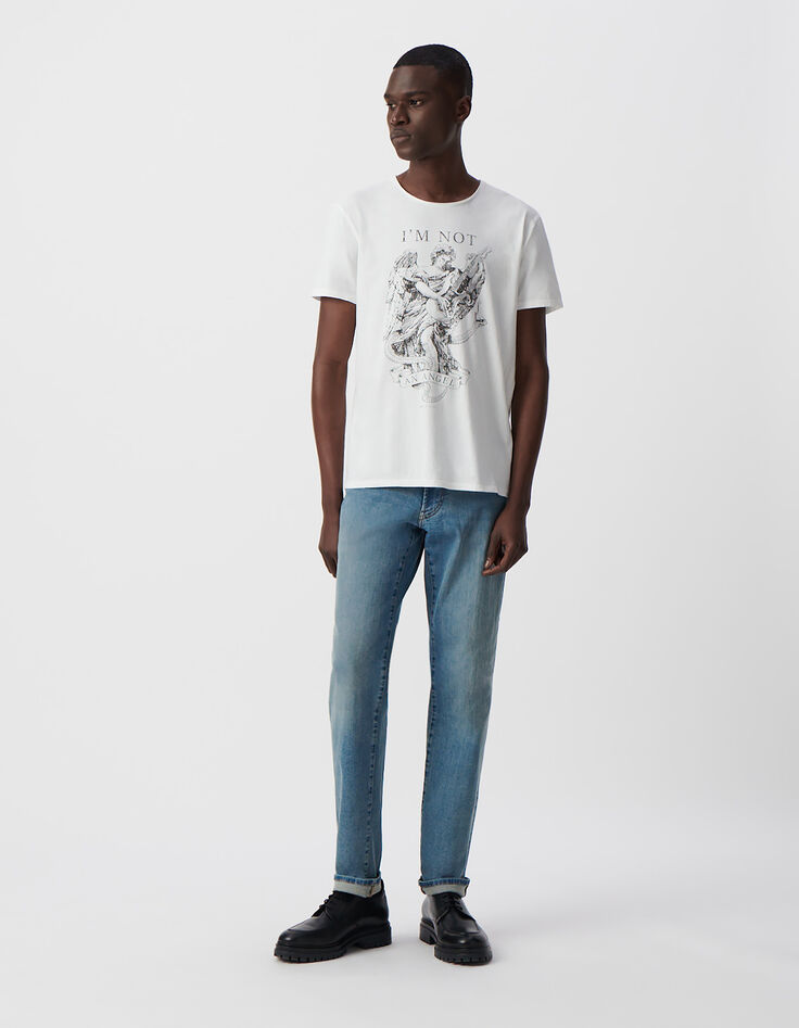 Men’s white organic cotton T-shirt with angel-guitarist-2