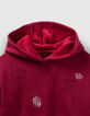 Sweat bordeaux brodé à capuche fille-2