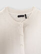 Cardigan écru tricot lurex fantaisie dos fille-2