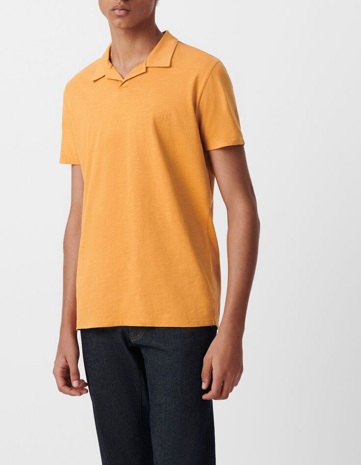 Herrenpoloshirt REGULAR, kurkuma, Biowolle, geflammt-2