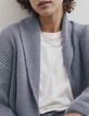 Cardigan gris chiné en maille effet poil femme-6