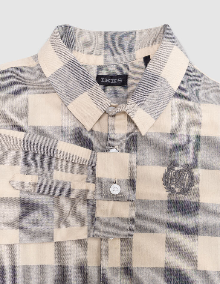 Boys’ grey blue velvet check shirt-3