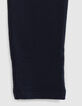 Pantalón azul marino algodón punto cinturón anudado niña-4