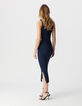 Women's navy side cut-out knit tube dress-2