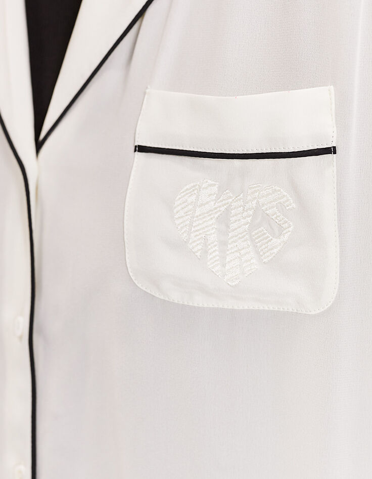 Women’s silk shirt with heart embroidered on chest pocket-4
