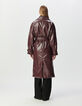 Bordeauxroter Damen-Trenchcoat lang Vinyloptik-4