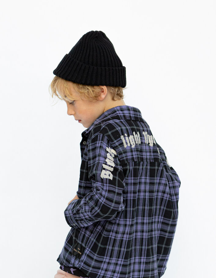 Boys’ purple check mix shirt-1