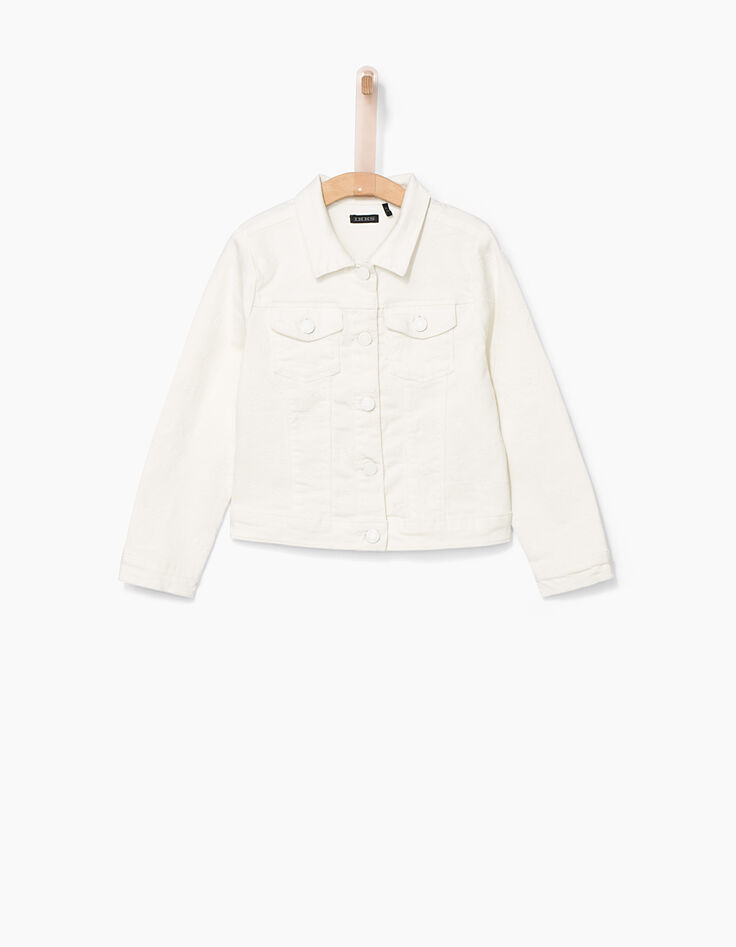 Veste en jean blanc cassé brodée fille-3