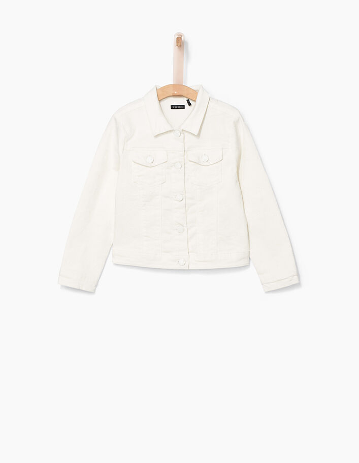 Girls’ off-white embroidered denim jacket - IKKS