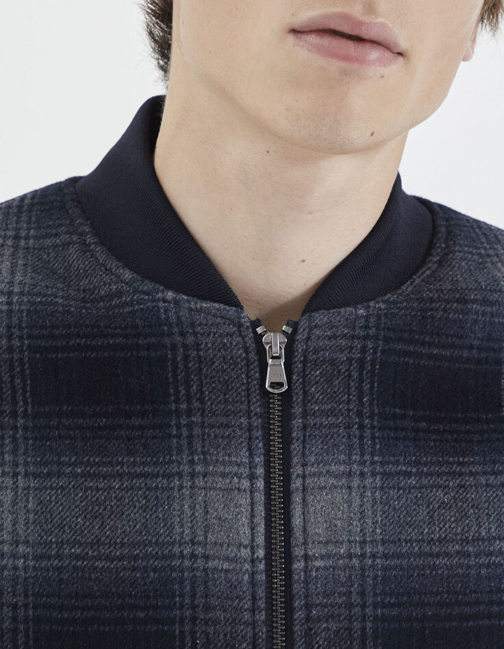 Blouson marine forme bomber à carreaux Homme-5