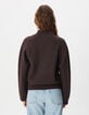 Jersey marr&oacute;n cuello alto 100 % lana para mujer-2