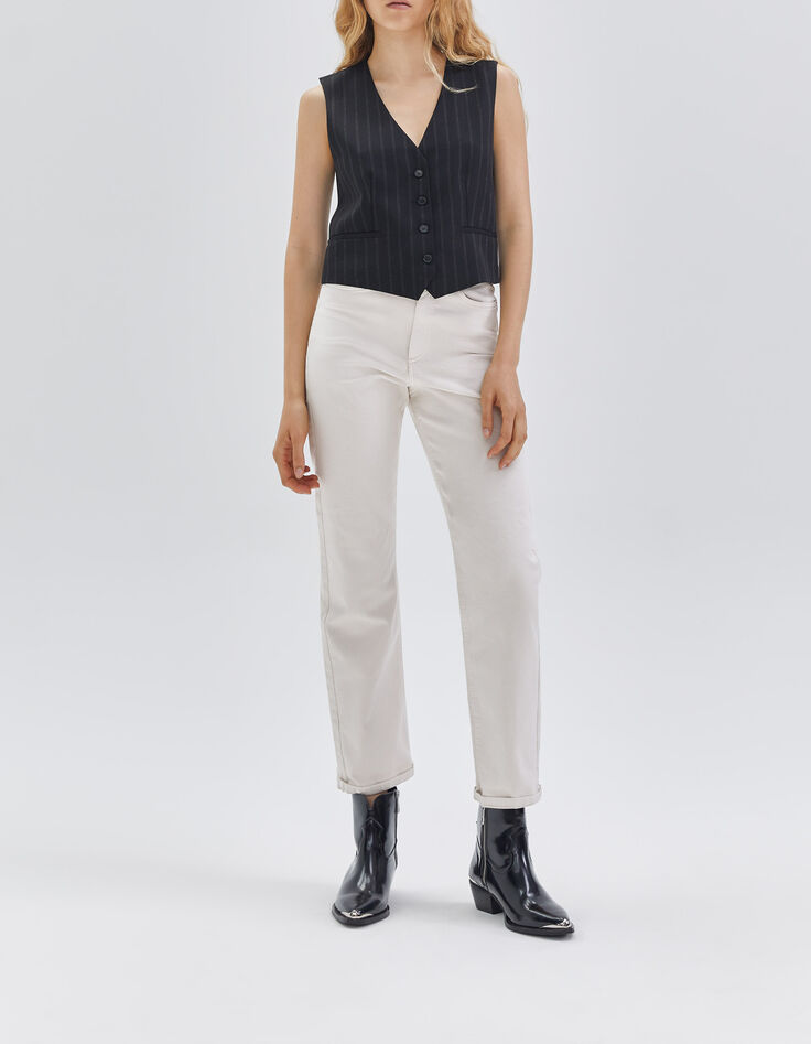 Women’s beige cropped slouchy jeans-1
