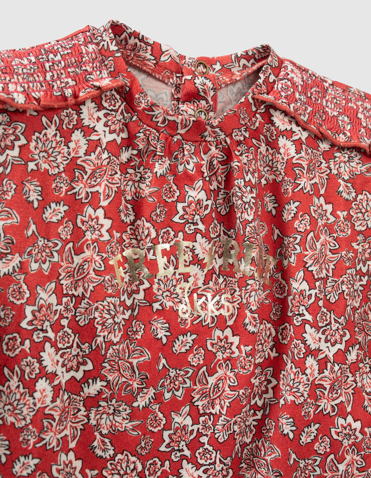 Rotes T-Shirt mit Blumenprint für Babymädchen-4