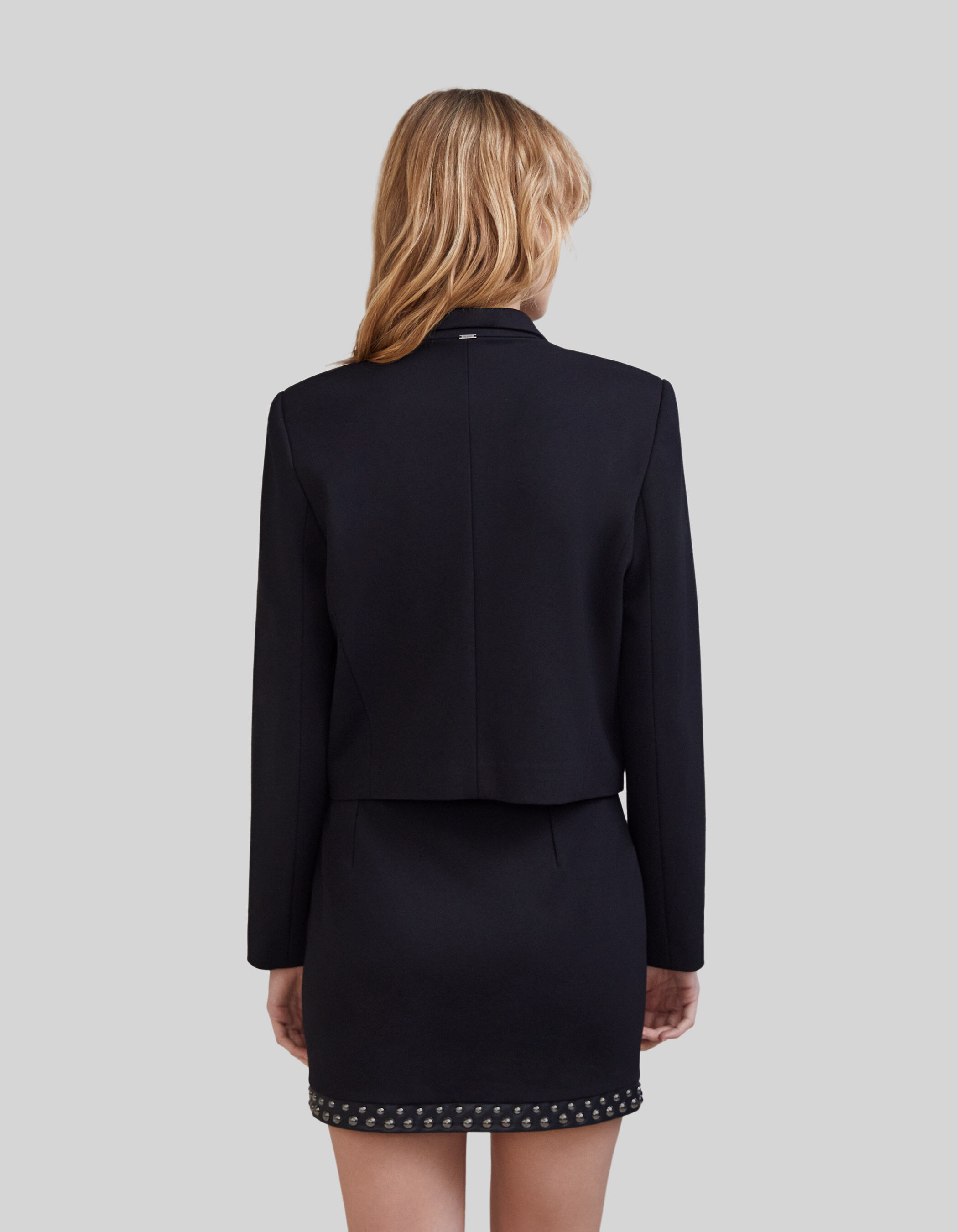 Women s black studded short suit jacket IKKS