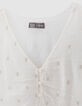 Blouse blanc cass&eacute; broderies dor&eacute;es fille-3