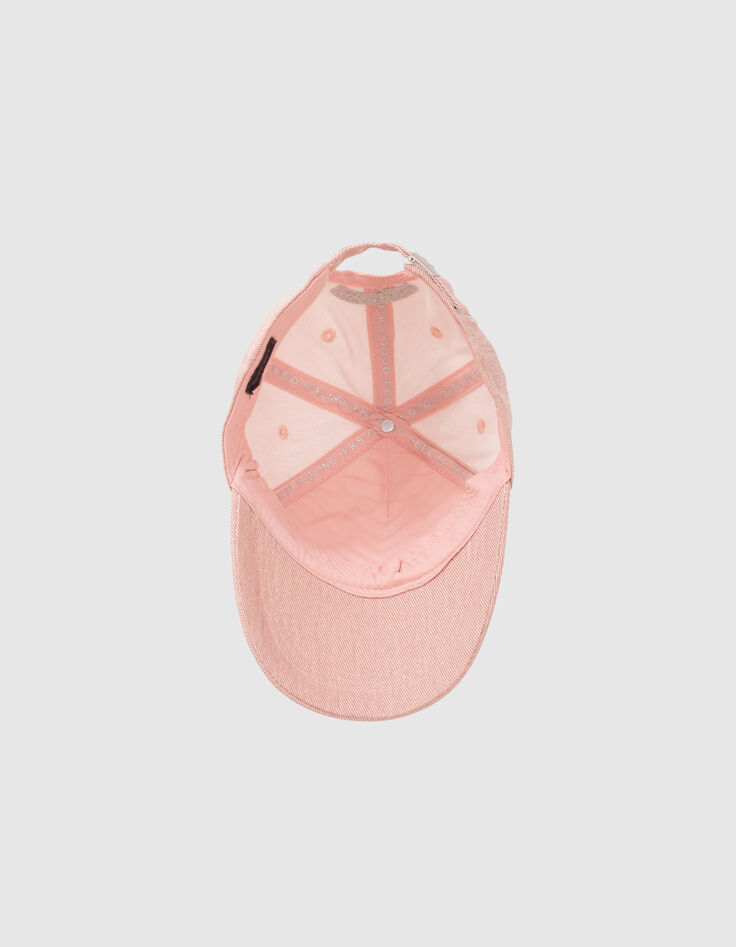 Casquette rose pailleté broderies éclairs fille-5