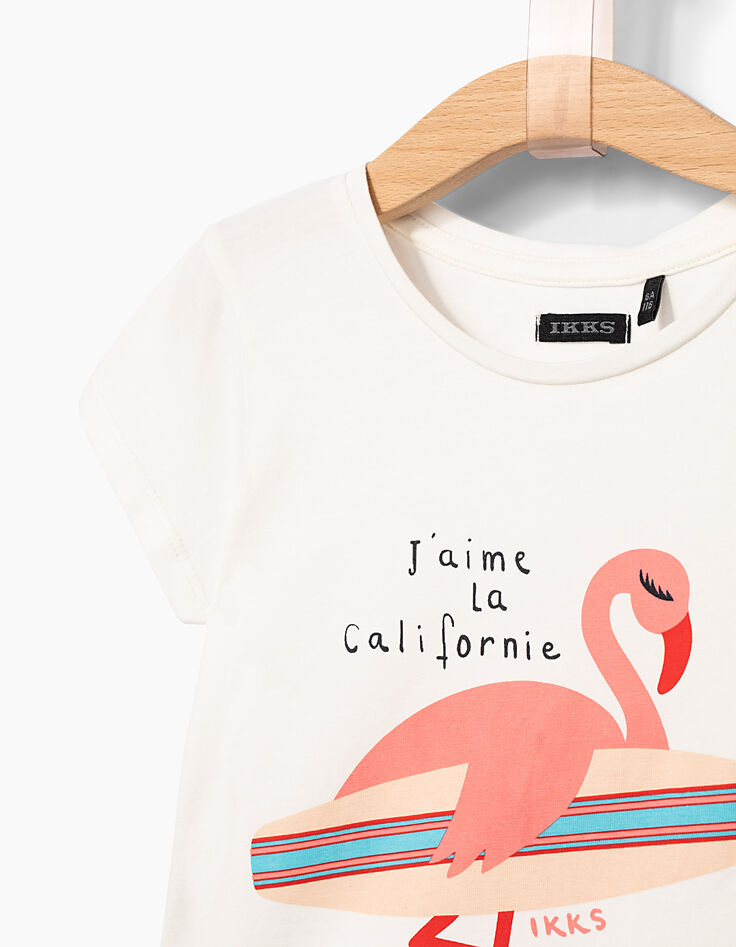Girls' off-white flamingo-surfer T-shirt-3 Girls' off-white flamingo-surfer T-shirt-3
