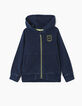 Cardigan indigo à patch army bouclette garçon -2