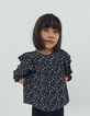 Girls&rsquo; black flower print ruffled blouse-5