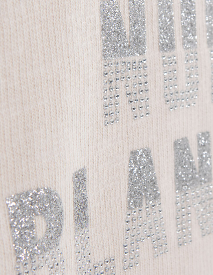 Sweatshirt für Mädchen mit metallischer Botschaft in Ecru-5 Sweatshirt für Mädchen mit metallischer Botschaft in Ecru-5